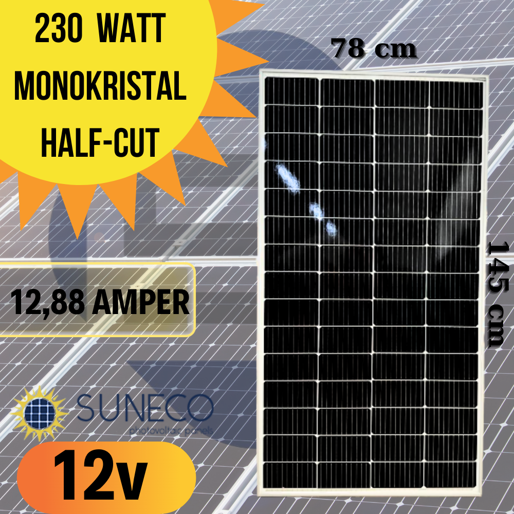 Suneco 230 Watt Half-cut Monokristal Solar Güneş Paneli 12volt