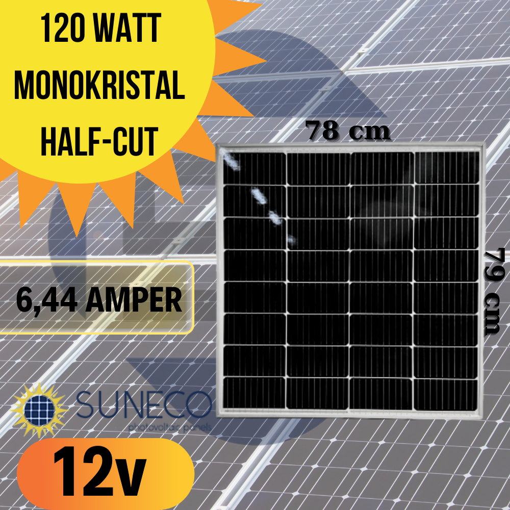 Suneco 120 Watt Half Cut Monokristal Solar Güneş Paneli 12 Volt