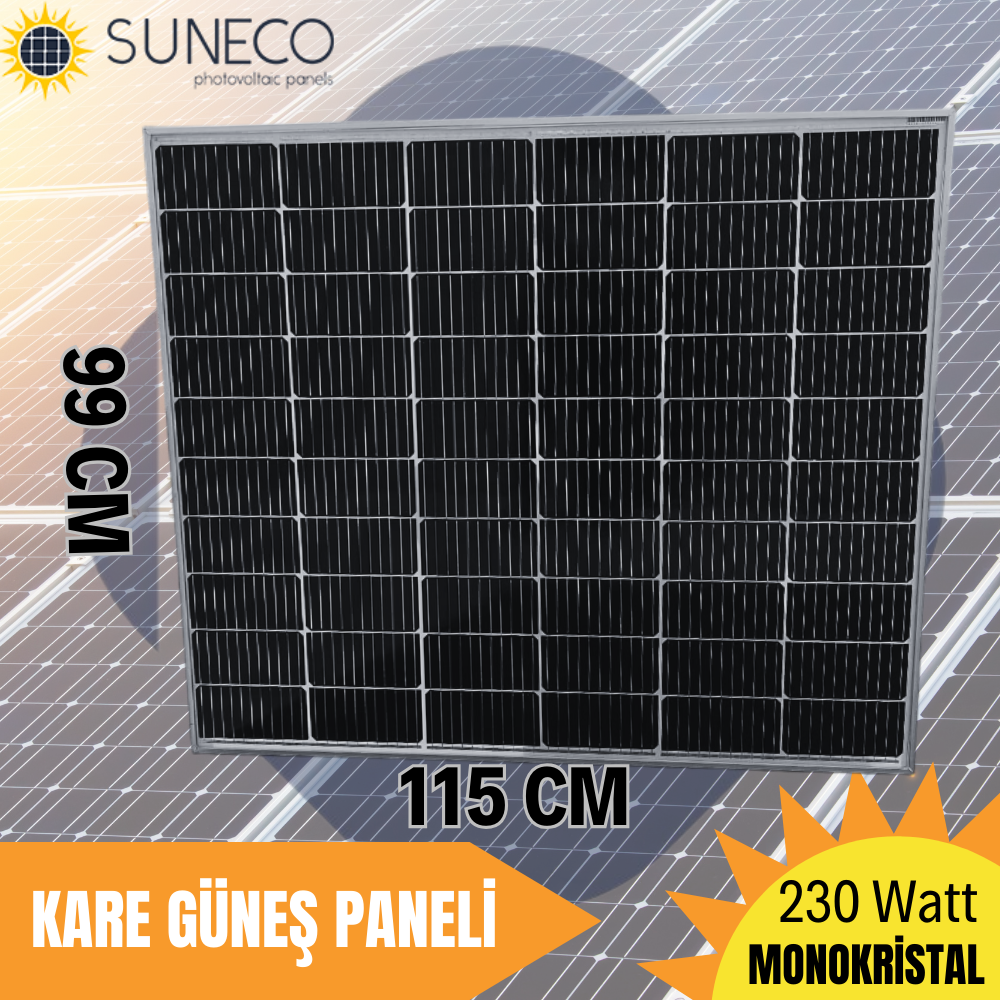 Suneco 230 Watt Half Cut Monokristal Solar Kare Güneş Paneli