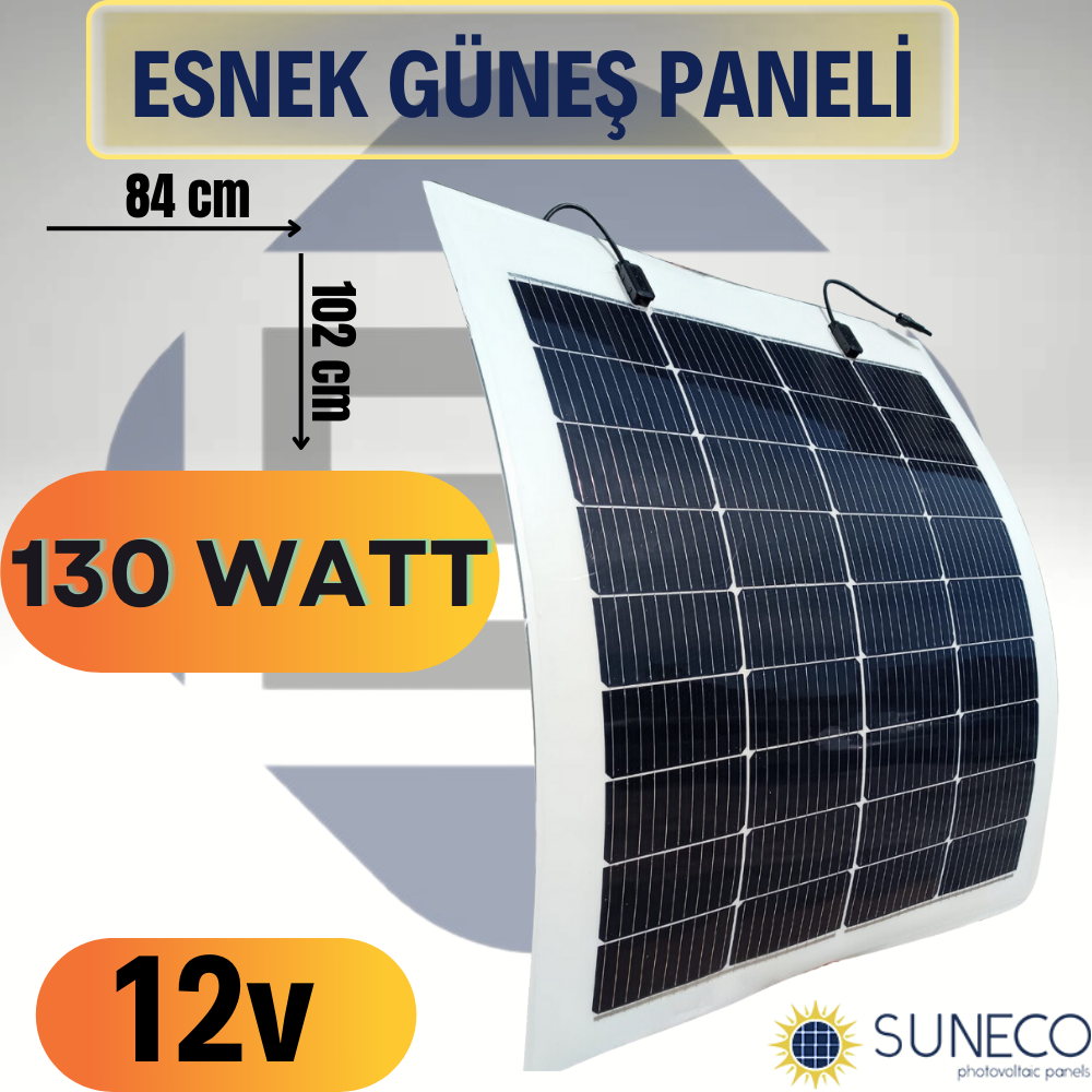 Suneco 130 Watt Yarı Esnek Güneş Paneli Half Cut Monokristal Solar Güneş Paneli