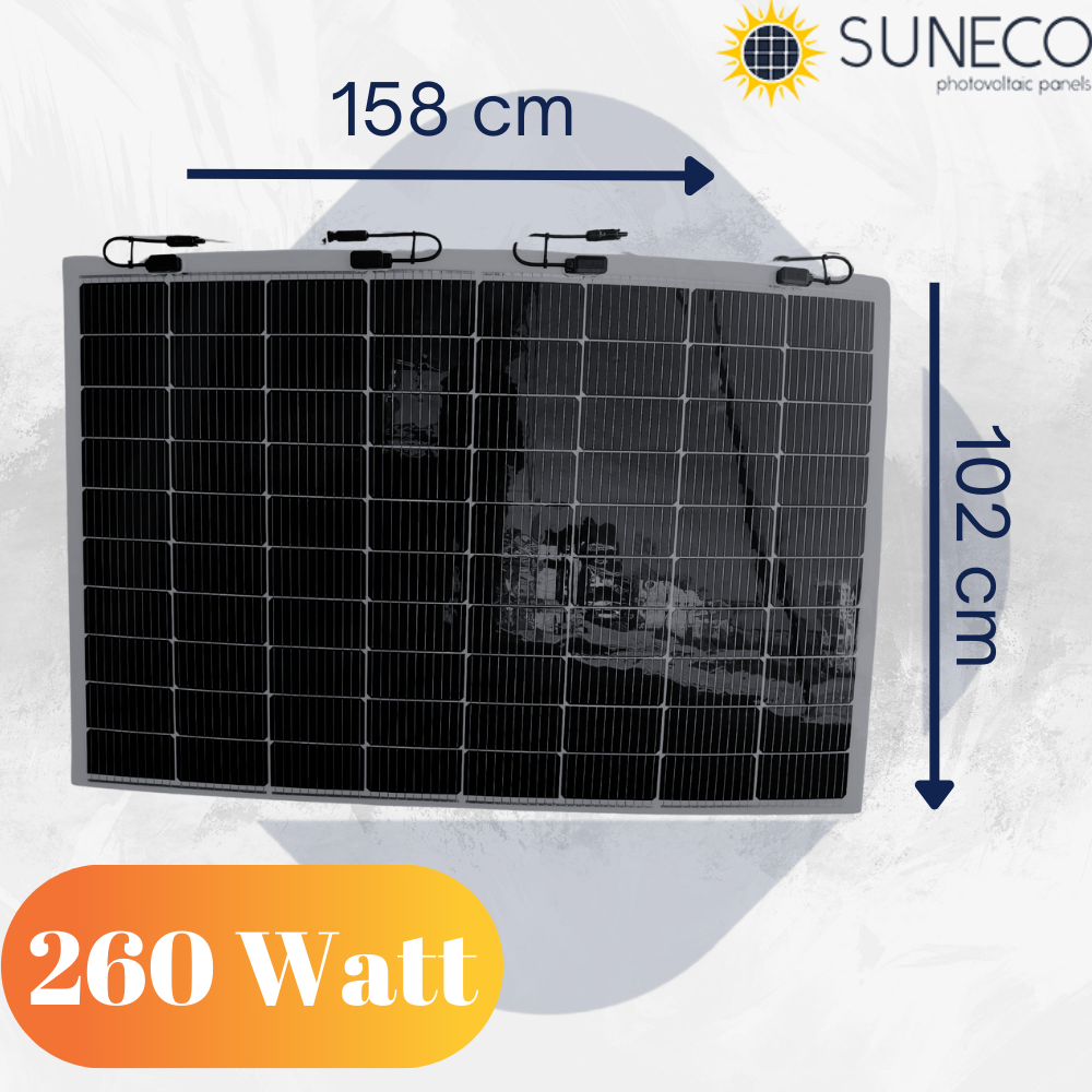 260 Watt Yüksek Amper Yarı Esnek Güneş Paneli Half Cut Monokristal Solar Güneş Paneli Karavan Tekne