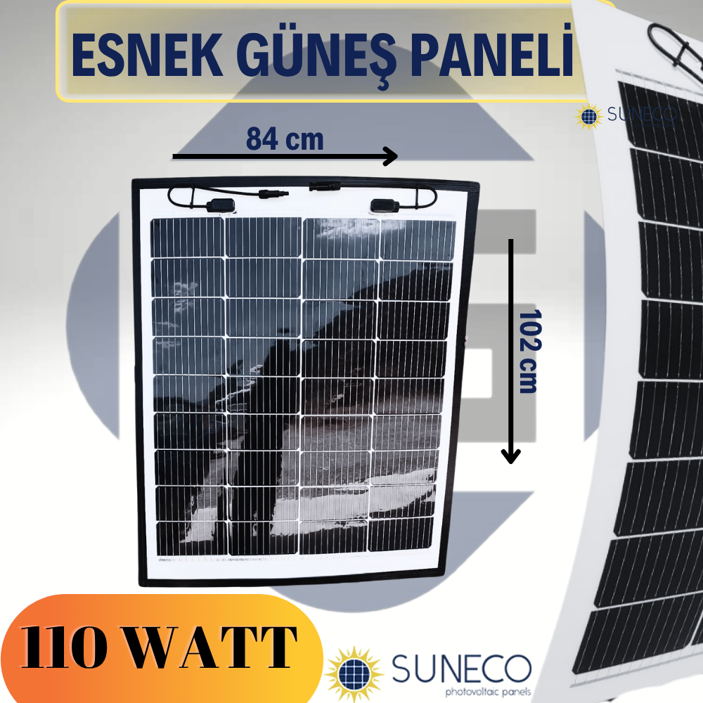 110 Watt Yarı Esnek Güneş Paneli Half Cut Monokristal Solar Güneş Paneli 12volt Karavan