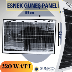 220 Watt 12 Volt Yarı Esnek Güneş Paneli Half Cut Monokristal Solar Güneş Paneli Karavan Tekne