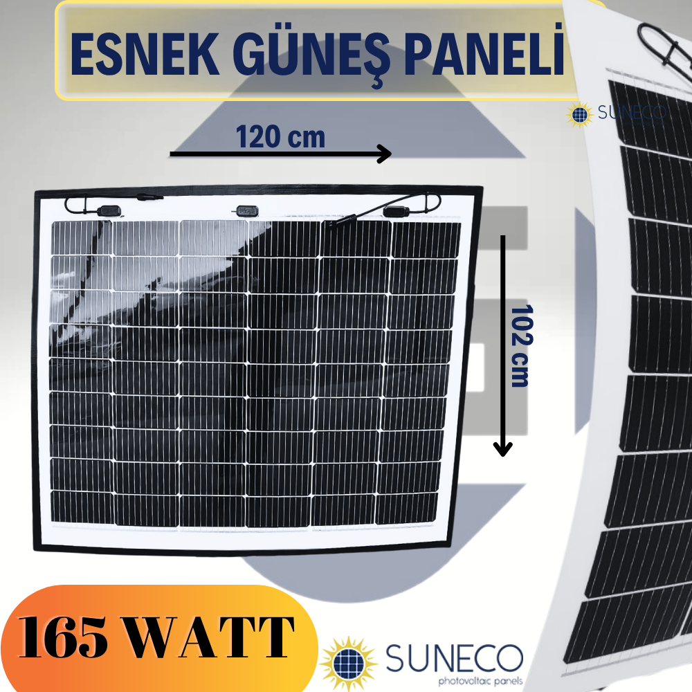 165 Watt Yarı Esnek Güneş Paneli Half Cut Monokristal Solar Güneş Paneli Karavan Tekne